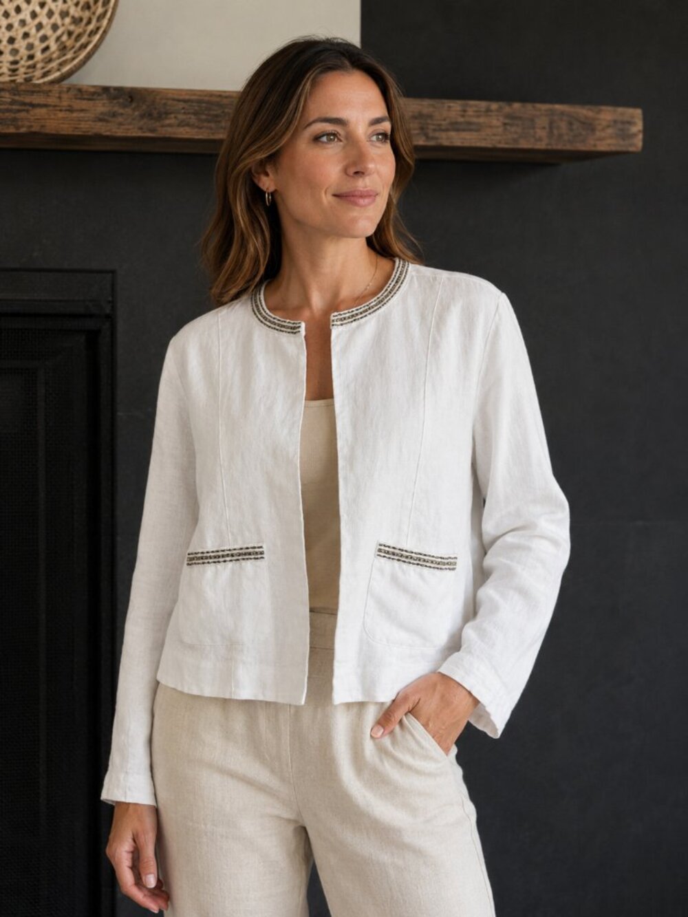 NWT Tommy Bahama Lux Linen Embellished Jacket White Size SMALL $145